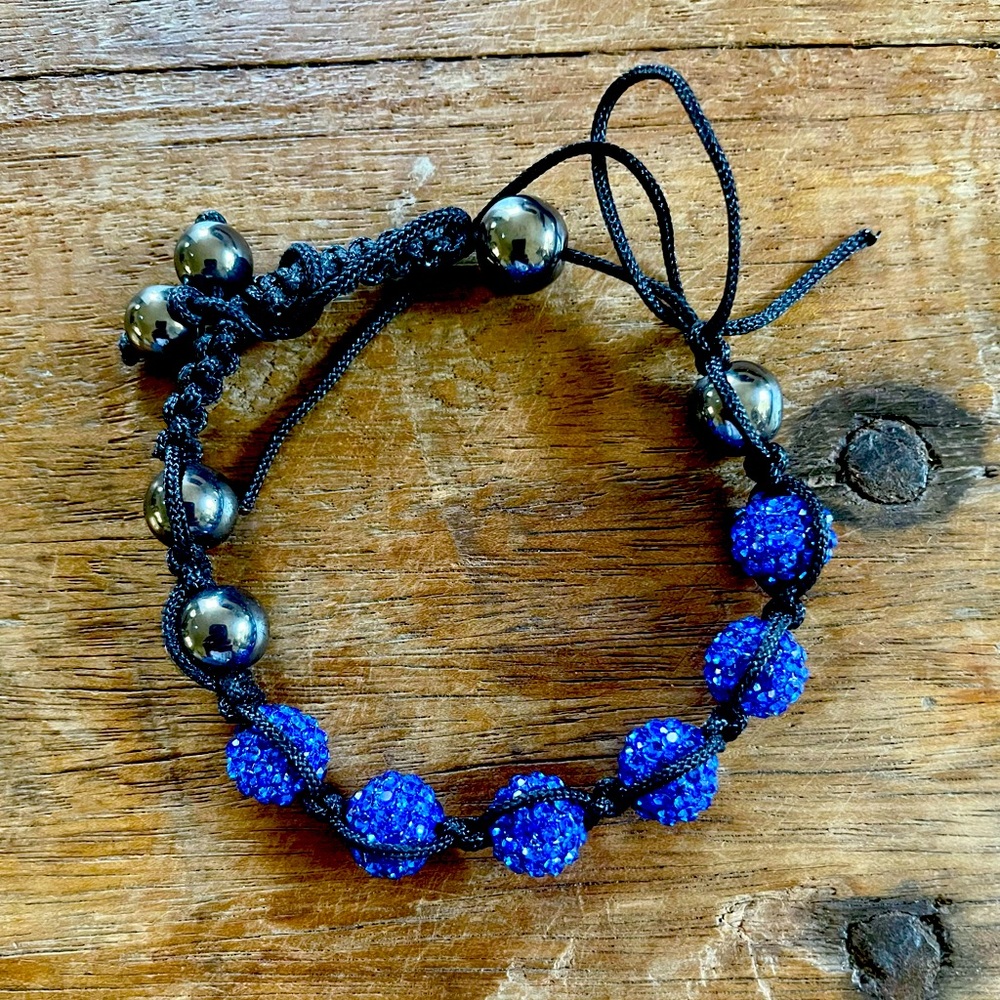 Swarovski Crystal Beaded Macrame Bracelet, Blue